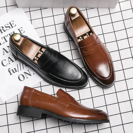 Evening Dress Men Shoes High Quality Black New Stylish Design Slip-on Shoes Casual Formal Office Leather Shoes Luxury Career - Premium  from FRANTZDOL STORE  - Just $65! Shop now at FRANTZDOL STORE 