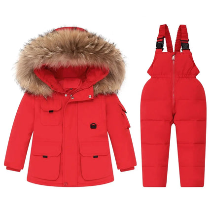 Baby Winter Warm Down Jackets Children Clothing Set 2 pcs Boys Thicken hooded coat Jumpsuit Overalls Girl Clothes Kids Snowsuit - Premium  from FRANTZDOL STORE  - Just $80! Shop now at FRANTZDOL STORE 