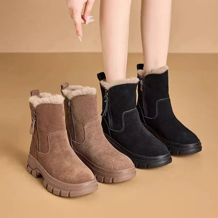 Snow boots Martin boots Women's 2023 winter Plush thickening Short boots Cotton shoes female - Image #4