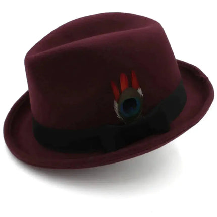 Men Women Fedora Hats Trilby Cap Jazz Homburg Sunhat Feather Band Party Street Style Outdoor Travel Winter Size US 7 1/4 UK L - Premium  from FRANTZDOL STORE  - Just $39.99! Shop now at FRANTZDOL STORE 