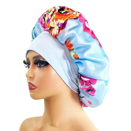 Women Satin Bonnet Cap Silky Big Bonnet for Women Floral Printing Sleep Cap Design Boneet's - Premium  from FRANTZDOL STORE  - Just $10.99! Shop now at FRANTZDOL STORE 