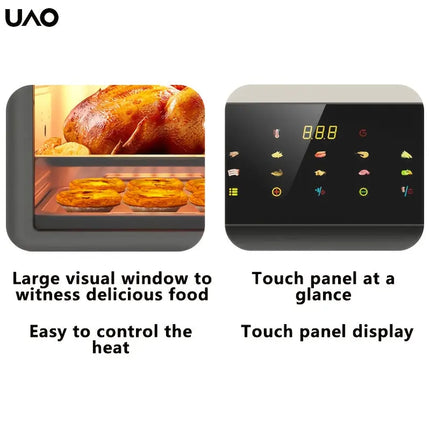 1pc UAO Electric Air Fryer, 1200W Intelligent Touch Control, 2.38gal High-Capacity, 110-130V Power Supply, US Plug, Freestanding Multifunctional Kitchen Appliance for Cooking Pizza and More HEBDO