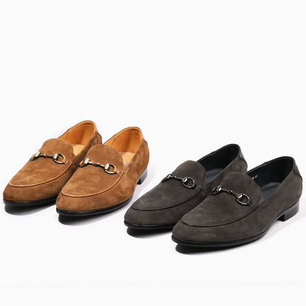 Men's Suede Horsebit Slip-On Shoes HEBDO STORE