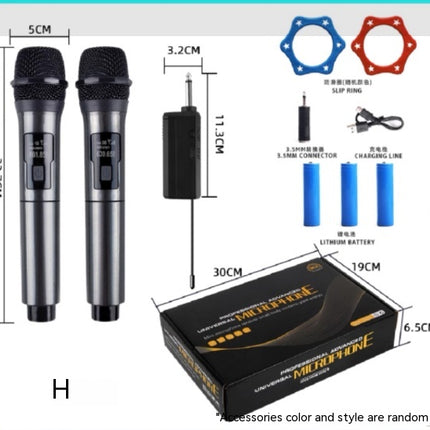 Household Wireless One-drag Two Moving Coil Microphone HEBDO STORE