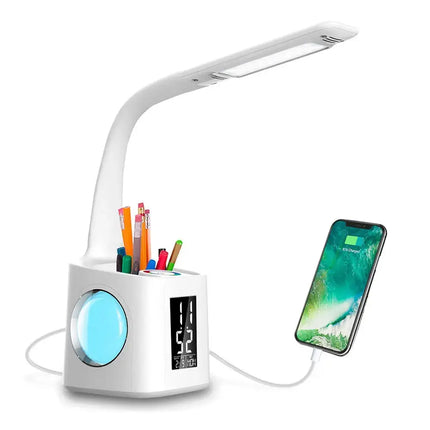 Study LED Desk Lamp USB Charging Port&Screen&Calendar&Colors Night Light Kids Dimmable Table Lamp With Pen Hold - Image #4