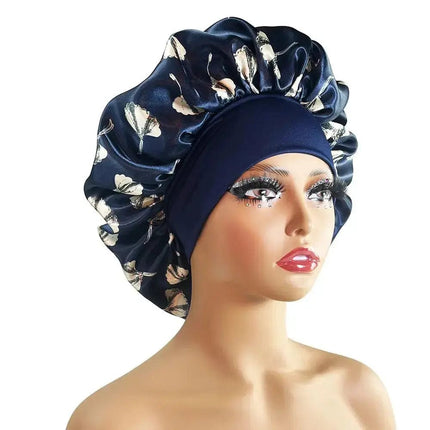 Women Satin Bonnet Cap Silky Big Bonnet for Women Floral Printing Sleep Cap Design Boneet's - Premium  from FRANTZDOL STORE  - Just $10.99! Shop now at FRANTZDOL STORE 