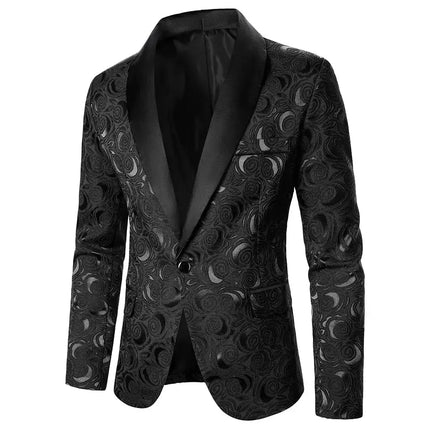 Men Suit Coat Rose Pattern Bright Jacquard Fabric Contrast Color Collar Party Luxury Design Causal Fashion Slim Fit Men Blazer - Premium  from FRANTZDOL STORE  - Just $24.02! Shop now at FRANTZDOL STORE 