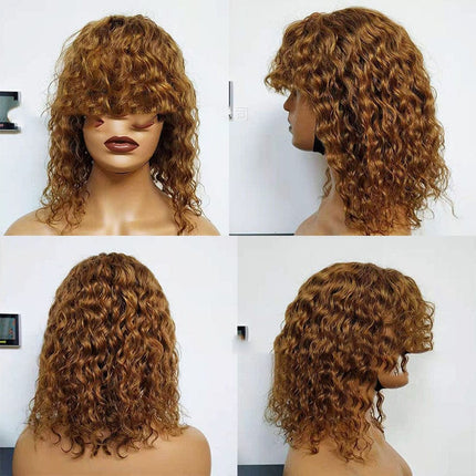 Water Wave Human Hair Wigs With Bangs HEBDO STORE