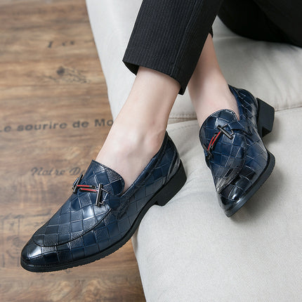 Round Toe Business Rubber Low-top Formal Leather Shoes Pointed Toe Wear HEBDO STORE