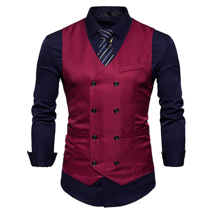 Men's Double-Breasted Gentleman's Formal Casual Vest Vest Jacket HEBDO STORE