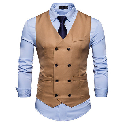 Men's Double-Breasted Gentleman's Formal Casual Vest Vest Jacket HEBDO STORE