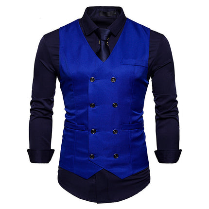 Men's Double-Breasted Gentleman's Formal Casual Vest Vest Jacket HEBDO STORE