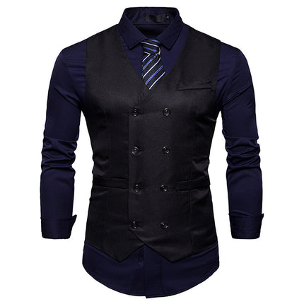 Men's Double-Breasted Gentleman's Formal Casual Vest Vest Jacket HEBDO STORE