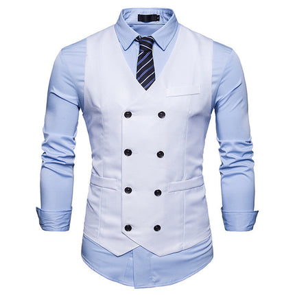 Men's Double-Breasted Gentleman's Formal Casual Vest Vest Jacket HEBDO STORE