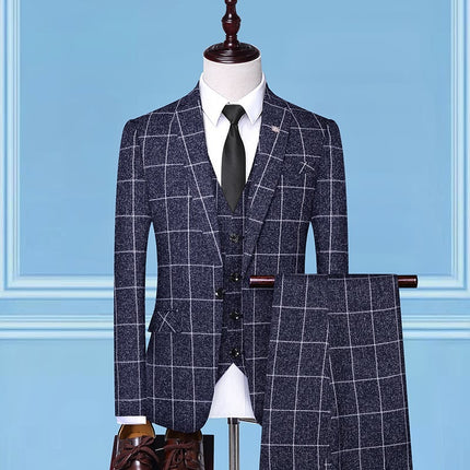 Men'sSuits, Checkered Suits, Three-Piece Suits, Work Suits, Professional Suits, Men's Clothing Trends HEBDO STORE