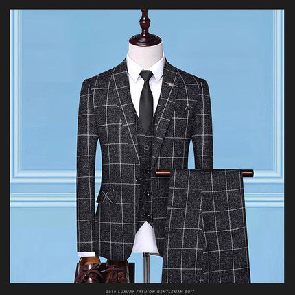 Men'sSuits, Checkered Suits, Three-Piece Suits, Work Suits, Professional Suits, Men's Clothing Trends HEBDO STORE