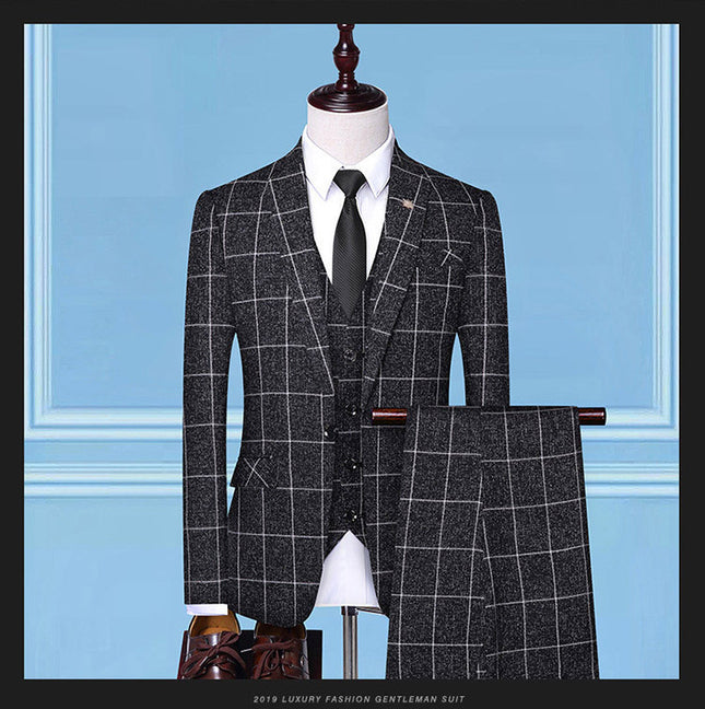 Men'sSuits, Checkered Suits, Three-Piece Suits, Work Suits, Professional Suits, Men's Clothing Trends HEBDO STORE