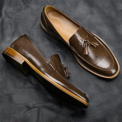 Men Casual Shoes Leather Loafers Business Dress Formal Shoes HEBDO STORE