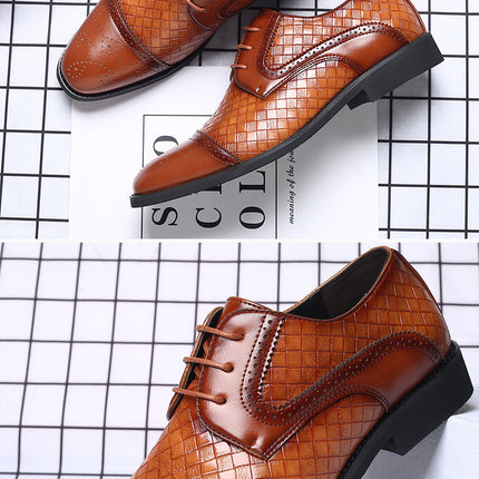 Fall New European Style British Large Size Men's Shoes Woven Fashion Brooch Carved Men's Formal Leather shoes HEBDO STORE