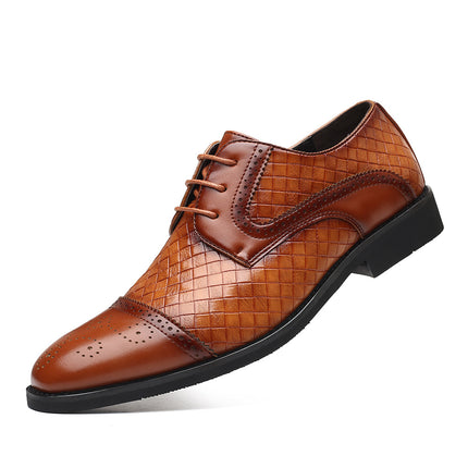 Fall New European Style British Large Size Men's Shoes Woven Fashion Brooch Carved Men's Formal Leather shoes HEBDO STORE