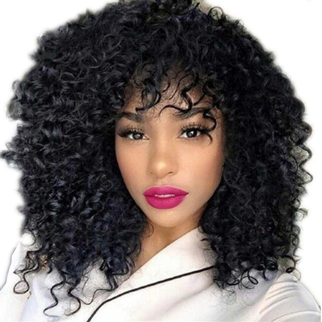 Manufacturers Supply European And American Wigs, African Short Curly Hair Female Wigs, Fluffy Small Curly Bangs, Long Curly Hair Wigs, Wigs HEBDO STORE