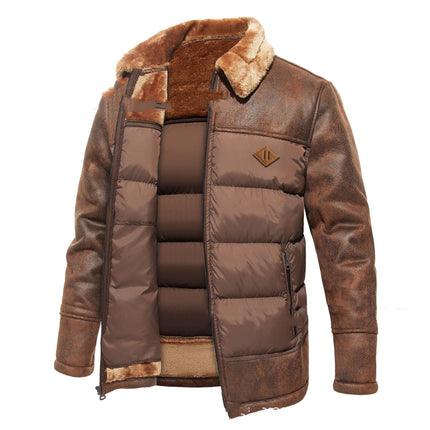 Autumn And Winter Men's Lapel Fur Integrated Fashionable Jacket HEBDO STORE