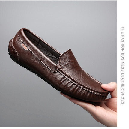 British Style Leather Slip-on Loafers HEBDO STORE