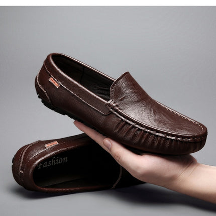 British Style Leather Slip-on Loafers HEBDO STORE