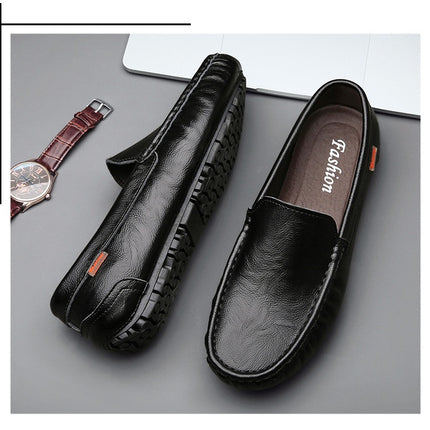 British Style Leather Slip-on Loafers HEBDO STORE