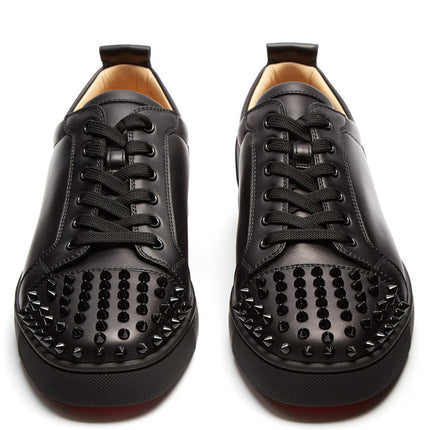 Casual Lace-Up Studded Leather Flat Shoes HEBDO STORE