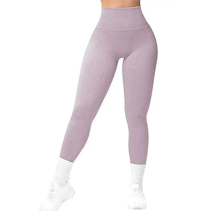 High Waist Seamless Leggings Threaded Knitted Fitness Pants Solid Women's Slimming Sports Yoga Pants Elastic Running Sport Leggings - Image #7