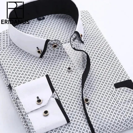 Big Size 4XL Men Dress Shirt 2023 New Arrival Long Sleeve Slim Fit Button Down Collar High Quality Printed Business Shirts MCL18 - Premium  from FRANTZDOL STORE  - Just $35! Shop now at FRANTZDOL STORE 