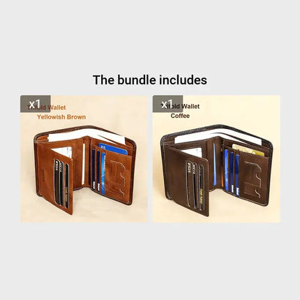 Genuine Leather Rfid Wallets For Men Vintage Thin Short Multi Function ID Credit Card Holder Money Bag Give Gifts To Men On Valentine's Day - Premium  from FRANTZDOL STORE  - Just $29.99! Shop now at FRANTZDOL STORE 