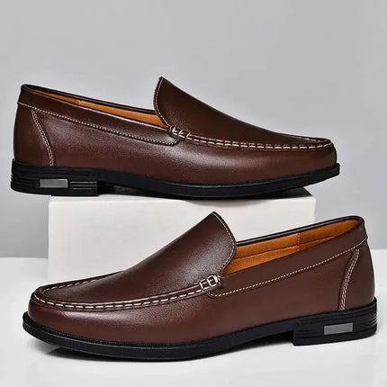 Luxury Brand Business Shoes Classic Brown Leather Shoes Men's Low Heel Loafers Shoes Comfortable and Breathable Wedding Shoes - Premium  from FRANTZDOL STORE  - Just $70! Shop now at FRANTZDOL STORE 