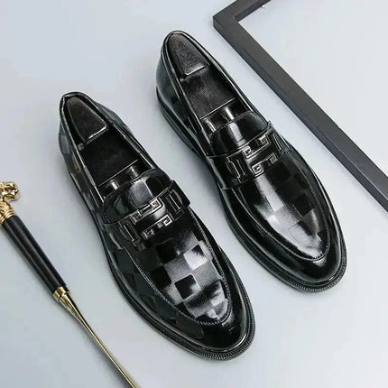 Men's Retro Checked Embossed Leather Shoes Fashion Casual   British Style Loafers Mens Slip-on Business Formal Dress Black Shoes - Premium  from FRANTZDOL STORE  - Just $115! Shop now at FRANTZDOL STORE 