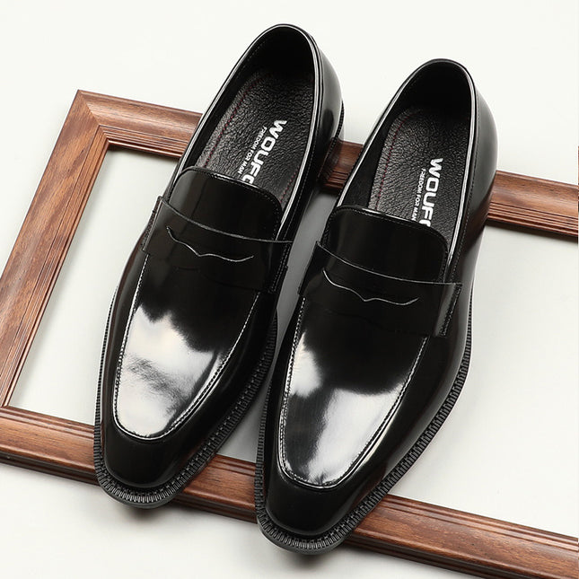 Men's Square-toe Patent Leather Business Formal Shoes HEBDO STORE