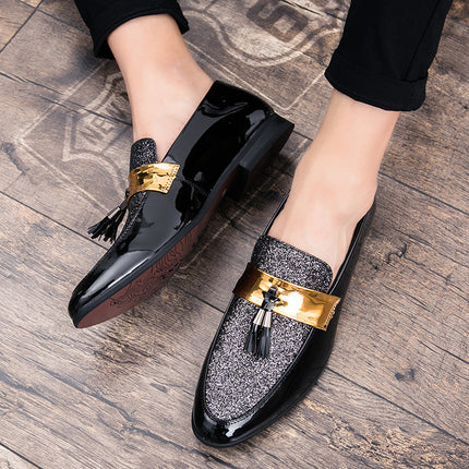 Large Size Leather Shoes England Pointed Toe Sequined Casual Men's Shoes HEBDO STORE