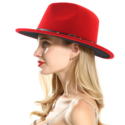 Automne et Hiver Laine Chapeau De Fedora De Mode Femme En Laine chapeau haut-de-forme Noir Chapeau Rouge Fedora Hommes L'église Panama Sombrero Chapeau HEBDO STORE