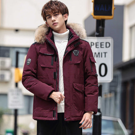 Men's Thick Hooded Fur Collar Detachable Jacket HEBDO STORE