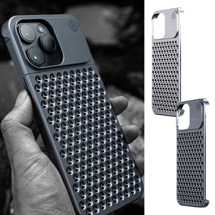 Aluminum Alloy Phone Case For 14 13 Pro Max Plus Hollow Heat Dissipation Anti-fall Full Body Shockproof Phone Cove HEBDO STORE