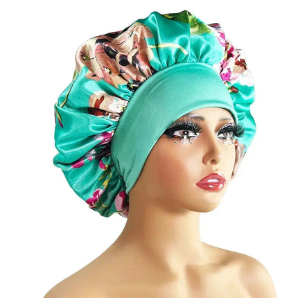 Women Satin Bonnet Cap Silky Big Bonnet for Women Floral Printing Sleep Cap Design Boneet's - Premium  from FRANTZDOL STORE  - Just $10.99! Shop now at FRANTZDOL STORE 