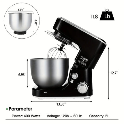 Cusimax Tilt Head Stand Mixer, 5QT Electric Food Mixer With Stainless Steel Bow HEBDO