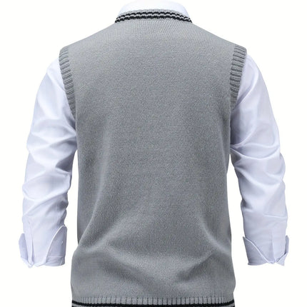 Unisex Casual V-Neck Knit Sweater Vest HEBDO