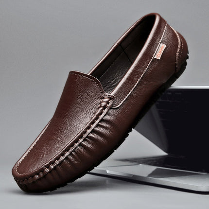 British Style Leather Slip-on Loafers HEBDO STORE