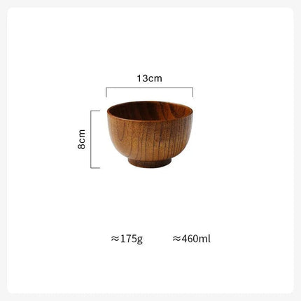 Wooden Bowl Japanese Style Wood Rice Soup Bowl Salad Bowl Food Container Large Small Bowl for Kids Tableware Wooden Utensils - Image #8