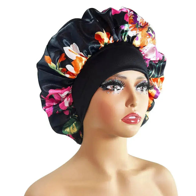 Women Satin Bonnet Cap Silky Big Bonnet for Women Floral Printing Sleep Cap Design Boneet's - Premium  from FRANTZDOL STORE  - Just $10.99! Shop now at FRANTZDOL STORE 