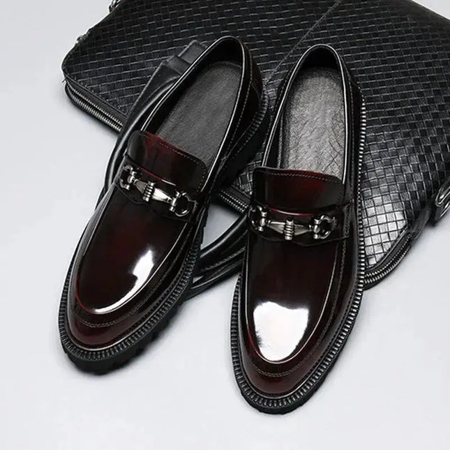 Luxury Loafers Men PU High Quality Metal Decoration platform Slip On Fashion Designer Leather Shoes Business Dress Shoes メンズシューズ - Premium  from FRANTZDOL STORE  - Just $90! Shop now at FRANTZDOL STORE 