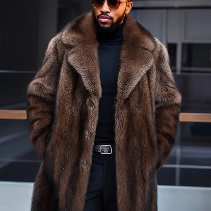 High-Quality Luxury Men's Faux Mink Fur Coat - Warm, Stylish & Casual Long Sleeve with Suit Collar for Fall/Winter HEBDO