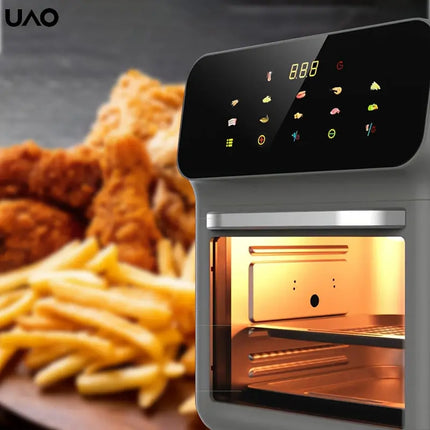 1pc UAO Electric Air Fryer, 1200W Intelligent Touch Control, 2.38gal High-Capacity, 110-130V Power Supply, US Plug, Freestanding Multifunctional Kitchen Appliance for Cooking Pizza and More HEBDO