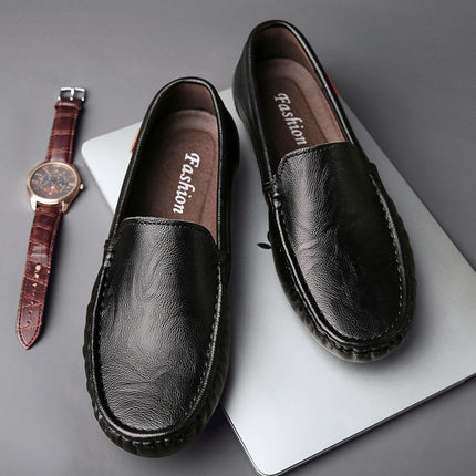 British Style Leather Slip-on Loafers HEBDO STORE